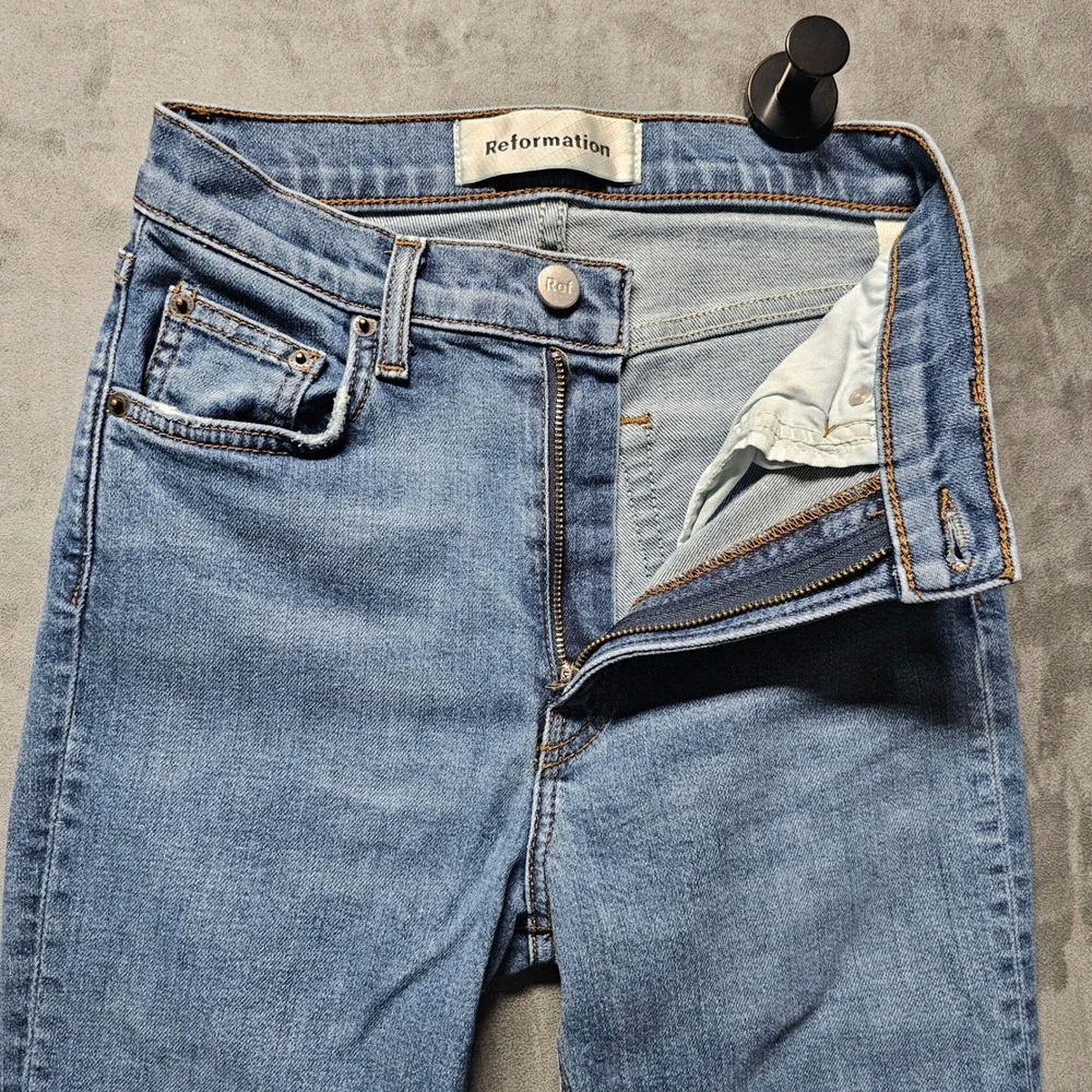 Reformation High & Skinny Jeans Rhine Wash Blue High‎ Rise Denim Size 24 LY358